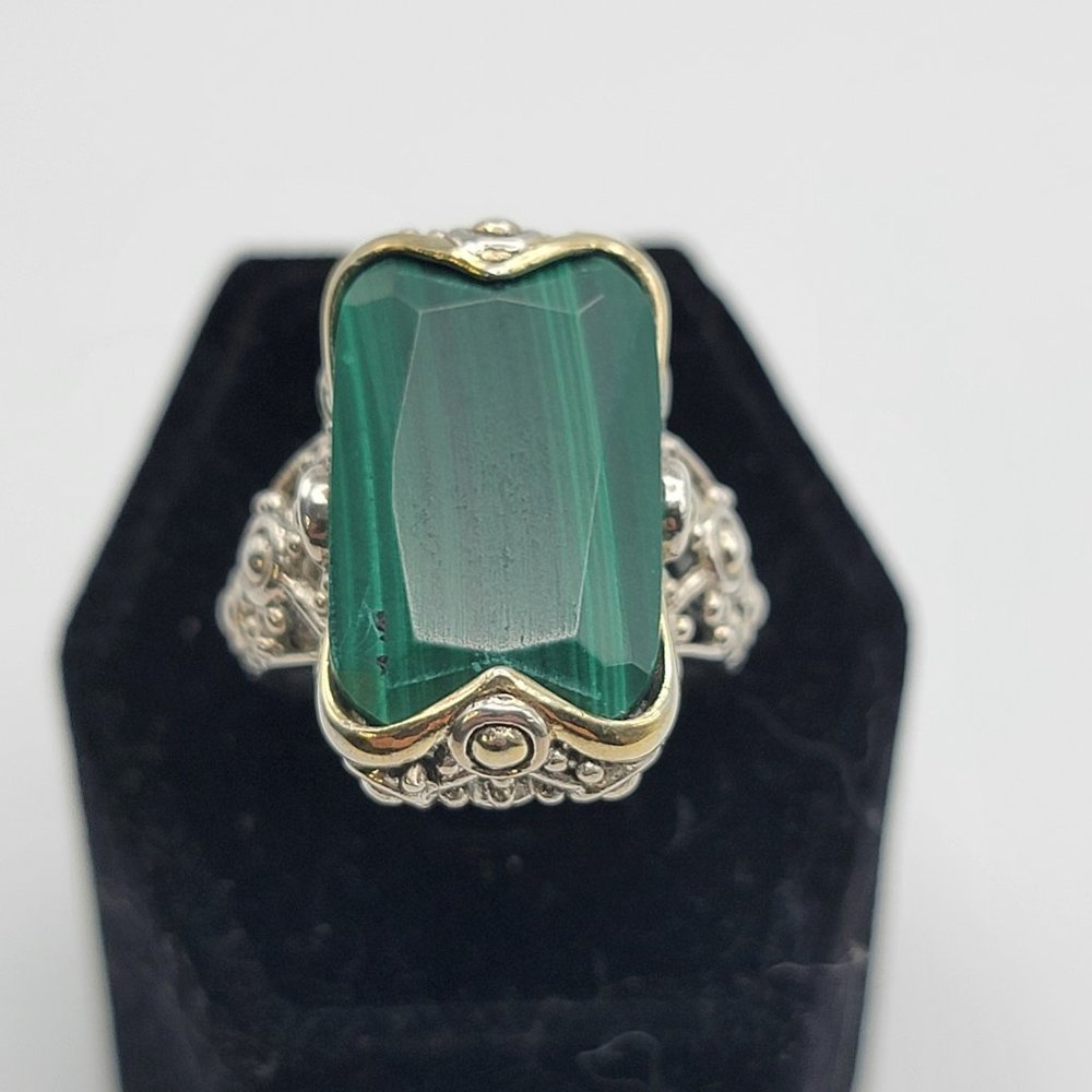 925 Sterling Malachite Statement Ring - image 1